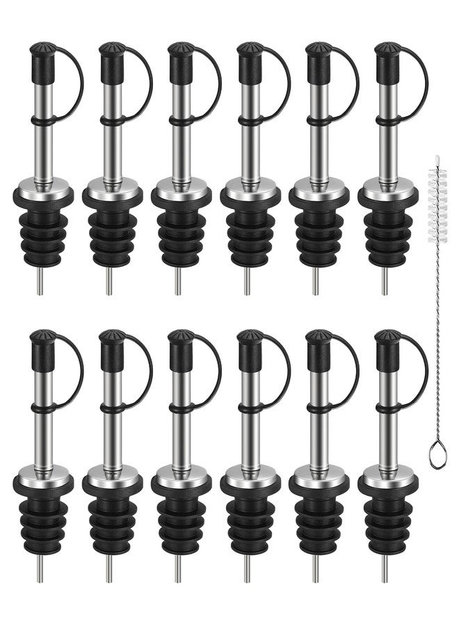 eispap 12Pcs Liquor Pour Spouts,Stainless Steel Wine Bottle Pourers with Caps Speed Wine Bottle Pourers With Stoppers Speed Bottle Pourer for Liquor Bottle,Oil Bottles （Built-in air hole） (12PC) - Image 1